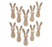Genérico Wooden Bunny Pegs - Wood 9cm, Easter Peg Dolls, Animal Sculpture Decor | DIY Craft Figures, 10 Pieces, For Party Decorations, Holiday Projects, Home Art Display, Creative Bedroom Ornamenting