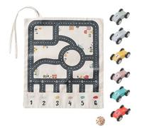 Genérico Wooden Car Toy Set - Canvas, Wood Small Wooden Car Toy with Canvas Play Mat | Logical Learning Game, Educational Vehicle Set, Interactive Family Game For Holiday
