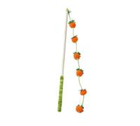 Genérico Wooden Cat Teaser - 15.7 Inch Interactive Wand Cat Toy with Fruit Shape Design Anti Slip Handle Bell and Cotton Rope For Indoor Kitten Exercise Training and Play