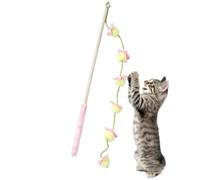 Genérico Wooden Cat Wand Toy - Interactive Kitten Teaser with Bell | Natural Wood Long Pole Cat Toy | 40cm Cotton Rope Bell Play Wand For Indoor Cats Exercise Hunting Training Relaxation