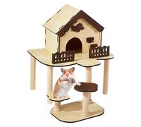 Genérico Wooden Chipmunk House, Hamster Cage Decor, Landscape Exploring Toy, Gerbil Dwarf Small Animal Sleeping Feeding Play Setup, Indoor Home Apartment Utility Gear for Pets, Owners, 400 g