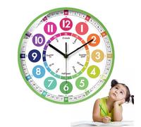 Generico Wooden Clock Teaching Time Toy - ABS 10 x 10 Inch | Educational Non-Ticking Time Clock, Colorful Telling For Kids | Classroom And Kids Room Wall Decor