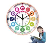 Genérico Wooden Clock Teaching Time Toy - ABS 10x10 inch | Educational non-Ticking Time Clock, Colorful Telling Còock for Kids | Classroom and Kids Room Wall Decor
