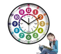 Genérico Wooden Clock Teaching Time Toy - ABS 10x10 Inch | Educational Non-Ticking Time Clock, Colorful Telling Țime Cĺock For Kids | Classroom and Kids Room Wall Decor
