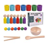 Genérico Wooden Color Sorting Set, Timber Bowls and Matching Pieces, Educational Preschool Logic Game, Primary Hue Recognition, Cognitive Skill Development, Fine Motor Activity