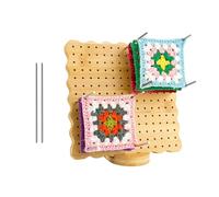 Genérico Wooden Crochet Board Kit - 7.64x7.64 Inches Blocking Boards for Knitting Projects | Blocking Boards for Crochet Projects Board with 10 Stainless Steel Rod Pins Crocheting Bôards