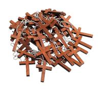 Genérico Wooden Cross Charm, Assorted Pendant Set with Chains, Smooth Faith Ornament for Pocket Prayer Jewelry Making Supplies for Student Teacher Daughter Son Friends, 4.4x3cm/