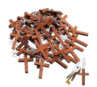 Genérico Wooden Cross, Charm Ornament, Assorted Smooth Cross with Hanging Chains, Pocket Pendant Craft for Jewelry and Gift, Natural Finish, Occasions, Family, Friends, Teacher