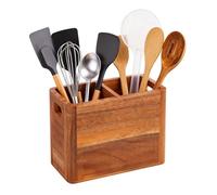 Genérico Wooden Cutlery Organizer - Rustic Compartment, Anti-Slip Wooden Holder | Kitchen Utensil Rack For Spoon Spatula Fork Knife Home Apartment Restaurant Cabinet Pantry Table