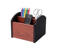 Genérico Wooden Desk Organizer - Multi Compartment Storage for Office | Natural Wood with, Table Accessories Holder, Stationery Art Supplies Storage, Remote Control Brush Organizer, Home School D