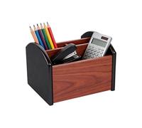 Genérico Wooden Desktop Organizer - Multi Compartment Pencil Cup, Office Pen Holder with Storage, Stationery Supply Box with Order, Home School Style, Desk Organizer for Apartment, Dorm, Art Tools
