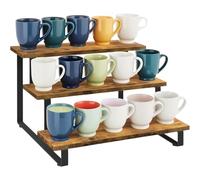 Genérico Wooden Display Stand - 3-Tier Product Shelf | Portable Straight Retail Display Riser, Multi-Level Organizer, Natural Wood Shelf, Foldable Storage Rack for Kitchen, Hosting Events, Market, F
