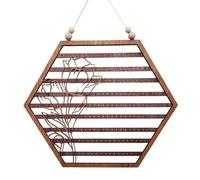 Genérico Wooden Earring Wall Holder - Jewelry Display, Hanging Stand | Moon Hexagon Organizer, Rustic Mount Rack Storage Board for Earrings Necklace Bracelet Room Decor Gift Use