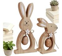 Genérico Wooden Easter Bunny Ornaments - 3.9x7.9x0.8in Standing Easter Bunny Ornaments | 2pieces Wooden EasterBunny | Festive Decorationspring Table Centerpiece for Home Offices Apartment Collectors