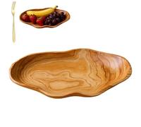 Genérico Wooden Fruit Bowl, 40x18x6cm Multi-Purpose Use Natural Decorative Fruit Serving Platter, Rustic Handcrafted Salad Dish for Room Counter Kitchen Farmhouse Candy Dessert Snack