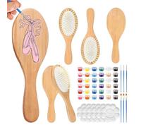 Genérico Wooden Hair Brushes To DIY - Hairbrush DIY Painting Kit, Art Set | Wooden Hair Comb Hand-Painted Collection, Creative Craft Tools, Suitable For Craft Enthusiasts Adult Women Art Beginner