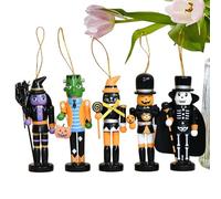 Genérico Wooden Halloween Nutcracker Ornament | Nutcracker,5 Pieces Woodenfor Holiday Party Tree Home Office Classroom Window Haunted House