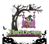 Genérico Wooden Halloween Tree Swing Figurines Table Decor For Home Display