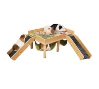 Genérico Wooden Hamster Hammock Castle - Two Tier Hut with Stair, Cotton Detachable Small Animal House | Hamster Hammock Home For Ferret Pets Indoor Living Room Corner Sleep Rest Activity Use