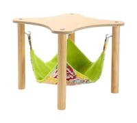 Genérico Wooden Hamster Hammock - Fabric Wood 28x28x24cm | Double-Sided | Hanging Pet Swing Bed With Ladder | Small Animal Cuddle Toy For Ferret Rabbit Guinea Pig Cage