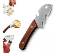 Genérico Wooden Handled Household Scallion Slicer, 3-1 Multi-Functional Butter Knife with Built-in Bottle Opener, Stainless Steel Blade, Spreader & Shredder for Bread, Toast (1Pcs)