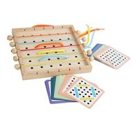 Genérico Wooden Lacing, Threading Board, Shape Recognition Creative Play Hand-Eye Coordination Cognitive Development, Stringing Toy for Kids Fine Motor Skills 7.09x7.09x0.79inches