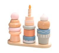Genérico Wooden Learning Cake Food Game - Promotes Creative Pretend Play, Sorting & Stacking Toys, 17.6cm Diameter Size, Quality Natural Eco Timber - For Kids Birthday Party & Preschool Classroom