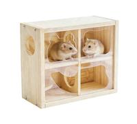 Genérico Wooden Mouse Cabin - Multi Chamber Enrichment Home, Small Pet Habitat For Climbing and Exercise, Sturdy Wood with Multiple Sections, Animal Play Accessory, Indoor Use