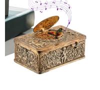 Genérico Wooden Music Box - Hand Crank Musical Keepsake for Gift Giving | Carved Vintage Style with Sweet Melody, Decorative Miniature Collectible for Birthday Party Favor Home 3.94x2.36x1.57 in