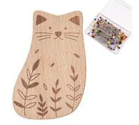 Generico Wooden Needle Minder Set | Beech Wood + Magnet, Cat/Rabbit/Bear/Owl/ | Magnetic Pin Cushion with Sewing Pins | Carved Animal Needle Holder for Quilting & Stitching
