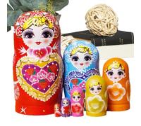Genérico Wooden Nesting Dolls - 7 Pieces Stacking Toy, Decorative Set | Wooden Nesting Dolls - 7 Pieces Stacking Toy, Figurines, Wooden Russian Dolls, Kids Educational Game, Home Shelf D
