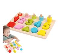 Genérico Wooden Number Board - Number Shape Sorting Board - Preschool Training Activsity, Eduscational Fine Motor Skills Learning Toys For Children Over 3 Years Old