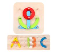 Genérico Wooden Number Puzzle - Stacking Pegboard Toy For Learning Shapes | Natural Wood with Smooth Finish, Educational Building Block Set, For, Classroom Play, Skill Development