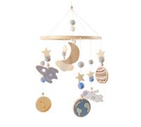 Genérico Wooden Nursery Ornaments, Mobile for Crib, 360 Degree Rotating Space Pattern Crib Mobile for Calming Visual Stimulation Play Travel Night Sleep Bedding