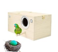 Genérico Wooden Parakeet Breeding Box - Nesting House for Small Birds | Smooth Pine Construction with Perch and Hinged Lid, Secure Hatching Space for Budgies Lovebirds and Canary Pets 7.68x4.72 in