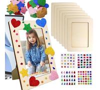 Genérico Wooden Picture Frames, Photo Frames,Wood Poster Display Set with Glitter Stars, Hearts Stickers Set, Perfect for Unfinished Elegant Art Studio, Tabletop, Nursery, Living Room, 5.8x7.8 Inches