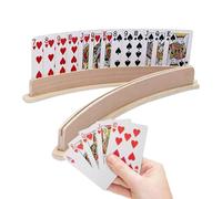 Genérico Wooden Playing Card Holder 2 Pack - 33-38cm Handheld Standing Card Rack | Poker Game Organizer Base Anti Bend Cards Support Multi Layer WoodenCard Display Stand Kids Adults Elderly