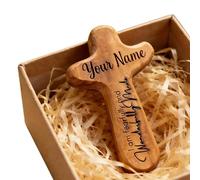 Genérico Wooden Pocket Cross, Christian Prayer Holding Comfort, 3.94x1.97 inches Cross with, Natural Wood Prayer Crossed, Faith Comfort Crossed with Classic Design, Spiritual Companion for Church