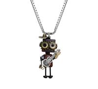 Genérico Wooden Robot Necklace, Vintage Punk Neck Jewelry, 2.36 Inches Pendant with Stylish Build, Durable Wood Pendant, Necklaces Jewelry with Retro Design, Punk Necklace for Women and Collectors
