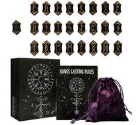 Genérico Wooden Rune Set, Wooden Runes with Guidebook, Carved Divination Tools for Meditation & Spiritual Reading with Velvet Storage Bag, Home Dorm Camping Friends or Gift Use