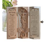 Genérico Wooden Sculpture Jesus, Cylinder Statue, 5.91x6.69 Inches Serenity Prayer Christian Art, Openable Catholic Figurine, Handcrafted Design, Ideal for Room Decor and Spiritual Home Accent