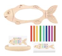 Genérico Wooden Sensory, Skills Stick, Colorful Sticks Fish-Shaped Base Fine Motor Skills Water-Based Paint, Educational Toy for Children's Day, Easter, Birthday, Christmas