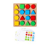 Genérico Wooden Shape Puzzles - Matching Sorting Board Game, 16 Piece Educational Wooden Pattern Blocks Fun Learning Toy For Boys Girls 3+ Kids School Travel Road Trip Classroom Stocking Stuffer