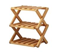 Genérico Wooden Shoe Rack, Folding Storage System, Expandable Organizer Adjustable Natural Footwear Shelf Furniture Solution, Household Entryway Bedroom Living Space Arrangement, Practical Usage