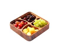 Generico Wooden Snack Tray - Madera 20 x 4,5 cm | 4 Grid Serving Bowl Organizador | Smooth Snack Serving Dish For Nuts Dried Fruit Candy Appetizers For Home Kitchen Party Indoor Living Room Use
