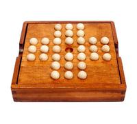 Genérico Wooden Solitaire Board Game | Classic Single Chess Puzzle | Solid Wood Solitaire Board Game With Marble-style Pegs, 15cm Size, Designed For Single-player Strategy, Logical Thinking