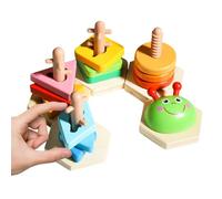 Genérico Wooden Stacking Toys, Shape Sorting Game, Early Learning Sensory Activity, 4.92 Inches, Educational Playset, for Home, Daycare, Holiday, Travel, Car Trip, Boys, Girls, Preschool Use