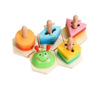 Genérico Wooden Stacking Toys, Shape Sorting Sensory Game Set, Educational Preschool Activity, Inspired Learning Toy, Skill-Building Puzzle for Home Holiday Travel Car Trip Daycare Boys Girls