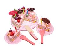 Genérico Wooden Strawberry Cake - Cutting Birthday Cake Toys DIY Pretend Play Toys, Pretend Play Food Set for Kids Birthday Party Plays Set