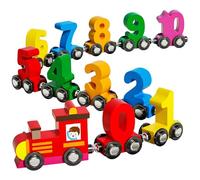 Genérico Wooden Trains, Wooden Train Track, Learning Fine-Motor Skills Safe & Durable Portable Design Parent-Child Bonding, Magnetic Number Train for Kids, Birthday Gift